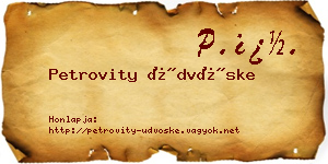 Petrovity Üdvöske névjegykártya